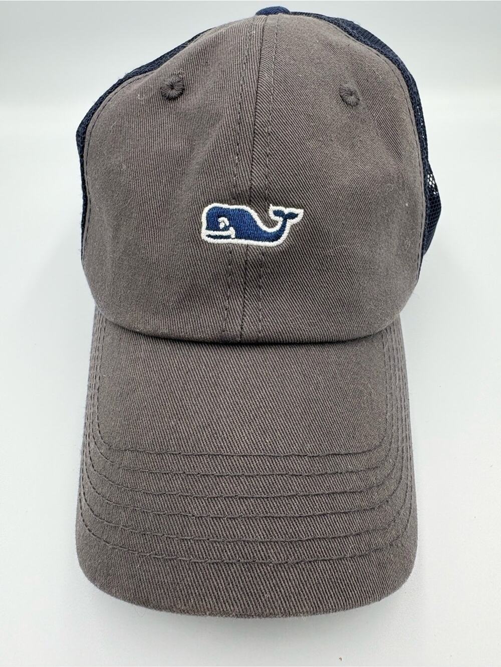 Adult Vineyard Vines Gray Front Navy Mesh Whale Hat